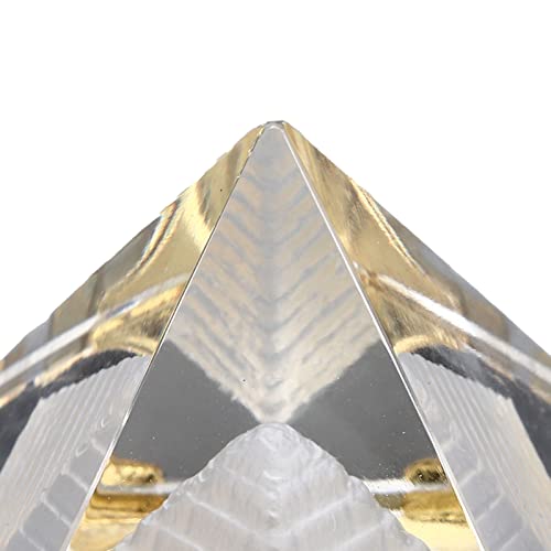 Ornamento de Pirâmide Esculpida Em Cristal BTSEURY Com Suporte de Ouro Requintado Pirâmide Prisma Or