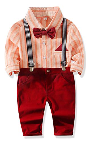 Image of Gentleman Boys Clothing Set Bow Ties Shirts + Suspenders Pants Outfits Suits