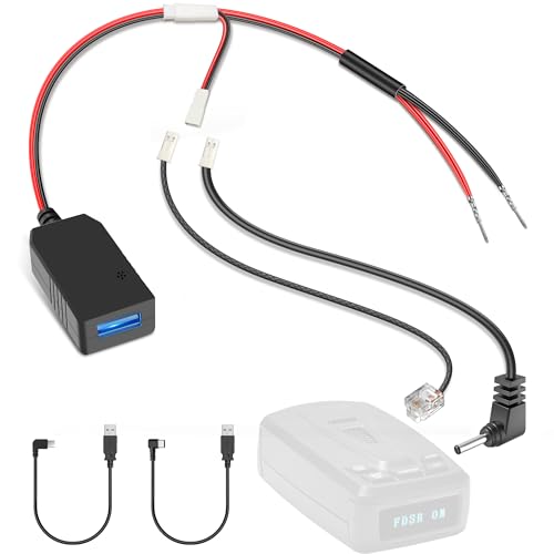 Gonifeto Radar Detector Power Cord Adapter,Universal Compatible with All Models,DC Buck Converter 12V to 5V,RJ11 DC3.5 Radar Detectors Charger Cable, Built-in Hidden USB,Clean Install,Plug and Play