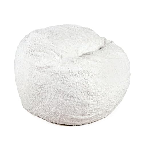 CordaRoy's Faux Fur Bean Bag-Convertible Bean Bag Chair -Machine-Washable Faux Fur Fabric Cover for Basement, Living Room, Game Room, Dorm & More - Youth Size - White | Made in The USA
