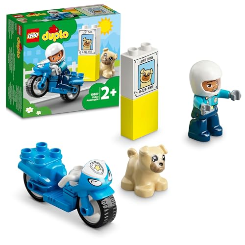 LEGO 10967 DUPLO Police Motorcycle Toy for Children 2+ Years Old with Police Figure Fine Motor Development