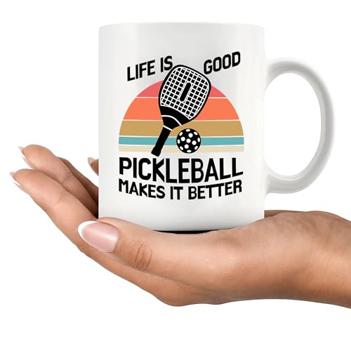 Panvola Life Pickleball Makes it Better Pickleball Gifts Sports Player Dad Mom Uncle Aunt Boyfriend Girlfriend Coach Gifts Novelty Drinkware Ceramic Mug 11 oz White by Panvola - Used condition - Image 9