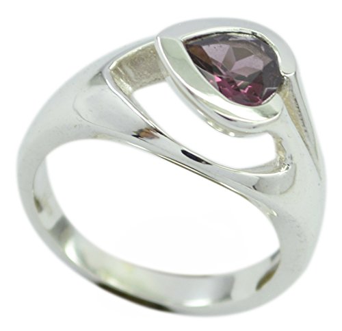 Bague en Argent 925 avec Grenat Naturel Poire pour Homme et Femme