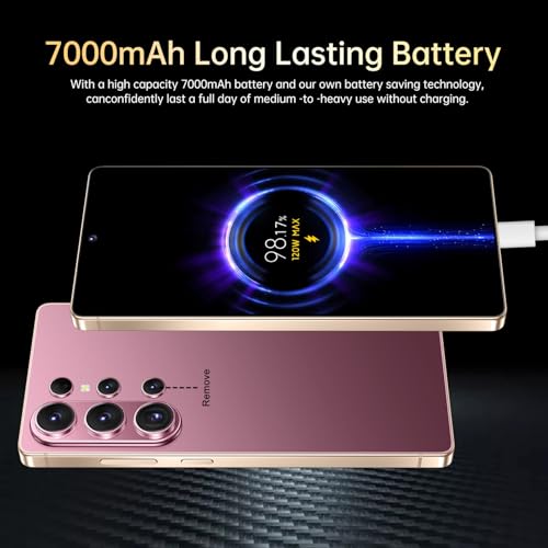 Image of SZV 26 Ultra Unlocked Cell Phone,16+1TB 5G Unlocked Phone, Built in Pen Android 15 Battery 7000mAh 6.99 inch HD Screen Smartphone, Dual SIM /Face ID /Fingerprint Lock /GPS (Rose Gold, 16+1TB)