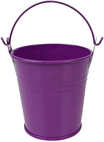 Just Artifacts Mini 3-Inch Height Metal Crayon/Pencil Holder Favor Bucket Pail (12pcs, Plum)