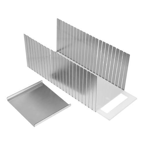 FUNNETOYU 調節可能 ステンレス製吐司切割器 頑丈で衛生的なパン切りガイド パン ケーキ ベーグル用 クラムトレイ付きカッティングボード