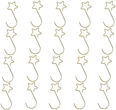 DEBIDSTL 100PCS Christmas Wreath Ornament Hooks Metal Hanging Hooks for Christmas Balls Decoration Christmas Tree Stainless Steel Star Shaped Hooks Home Decor(Gold)