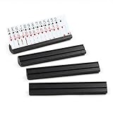 Srillollar Playing Card Holders for Adults Seniors Kids, Set of 4 Wooden Card Holders for Playing Cards, 11.8 inch Cards Holder for Card Game Bridge Canasta Strategy Foot and Hand (Black)