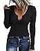 Rapbin Damen Pullover V Ausschnitt Gerippt Slim Fit Sexy Langarmshirt Basic Baumwolle Oberteile Tunika Kleidung (A-Schwarz,S) Shirt Damen günstig Kaufen-Rapbin Damen Pullover V Ausschnitt Gerippt Slim Fit Sexy Langarmshirt Basic Baumwolle Oberteile Tunika Kleidung (A-Schwarz,S)