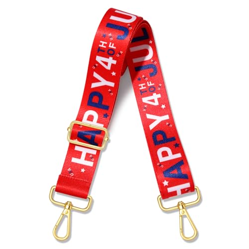 vokone 4th of July Purse Strap Replacement Crossbody HAPPY 4th of JULY Bag Strap Wide Adjustable USA Star Independence Day Patriotic Shoulder Straps for Bags Accessories（Happy July）