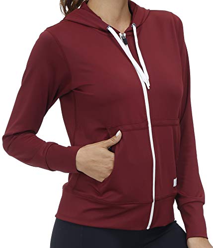 Women's Full Zip Running Track Jackets Lightweight Workout Hooded Jackets with Pockets Cerise Heather/S