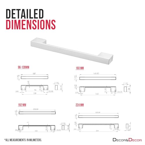 Decoranddecor Dimora D-Shape Cupboard Handles - Rectangular Kitchen Cupboard Pulls, 224mm in Polished Chrome Finish - Image 2