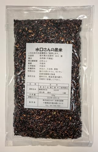 黒米 2024年度産 栃木産「水口さんの黒米」農薬・化学肥料不使用 250g