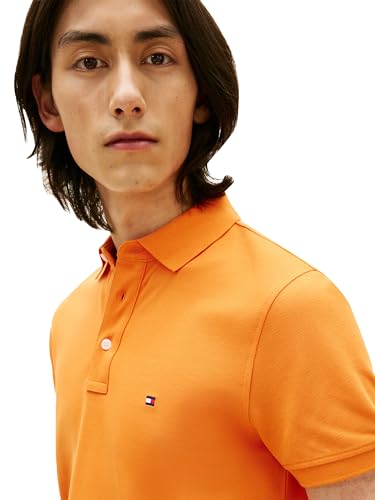 Image of Tommy Hilfiger Men's Short Sleeve Polo Shirts in Slim Fit with Stretch and Organic Pique Cotton