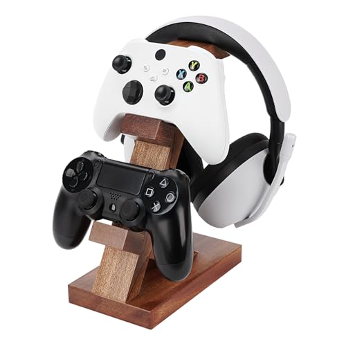 Soporte para mando dual y cascos que organiza tu zona de juego de forma elegante