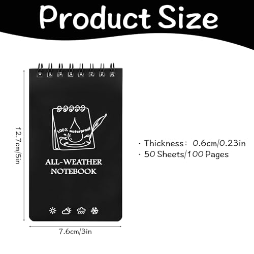 Carnets à spirales imperméables bloc-notes de poche résistant aux intempéries Lot de 6