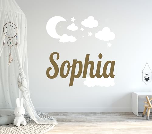 Vinilo Decorativo Personalizado con Nubes, Luna y Estrellas 30x30 in miniatura 6