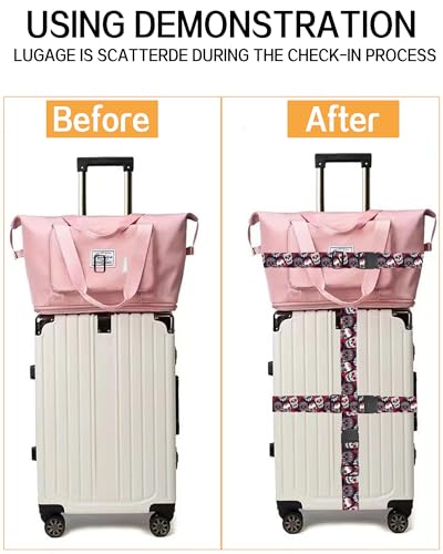 Luggage Straps for Suitcases, Adjustable Travel Belt, Durable Wide Luggage Strap, Cute Suitcase Strap Identifiers with Buckle, Bag Straps for Luggage, Cute Flower Skull3