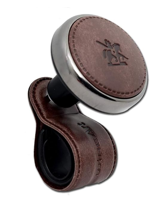 Roshu - Steering Wheel Knob, Leather Top, Anti-Slip, Easy Install, for Cars, Trucks, and Street Rods - Dark Brown Colour-image-30