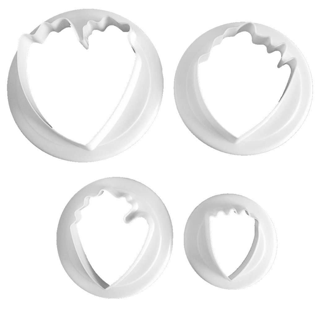 FIRST TRY Peony Petal Flower Shape Cookie Cutter Set of 4 - Plastic, White - Perfect for Cookies, Cupcakes, Cakes & More