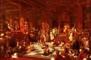 Peinture à l'huile de Henri Pierre Picou, reproduction grand format Jeu d'Échecs Indien 36x48"