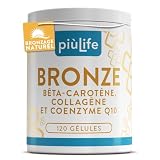 Beta Carotene Complément Alimentaire Bronzage 120 Gélules PiùLife, Avec Antioxydants, Lycopène, Acide Hyaluronique, Melanine Accelerateur De Bronzage, Preparation Peau Soleil Naturel Et Intense
