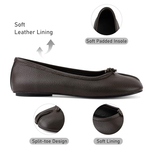 Image of VBDB Tabi Ballet Flats Shoes for Women Rounde Toe Wide Width Split Toe Low Heel Comfortable Flats Shoes