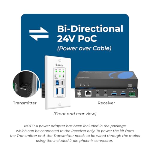 Image of OREI USB 3.2 Wall Plate Over Ethernet HDbaseT Cat6 Extender LAN Upto 330 Feet - Extends USB-C /USB-B Signal Over Ethernet - Power Over Cable | HDMI Over Ethernet with Host Extension, USB Over CAT6 - 5Gbps, Auto /Manual Host Switching, Plug & Play