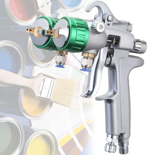 Pistolet pulvérisateur pneumatique, 1200 tr/min, double buse de 1,3 mm de diamètre, largeur de pulvérisation de 40 cm pour un revêtement lisse et uniforme