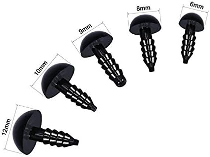 Pack of 100 Pcs Plastic Doll Eyes,Black Safety Eyes with 100 Pcs Washers for Doll Making,6,9,10,12mm(10mm)