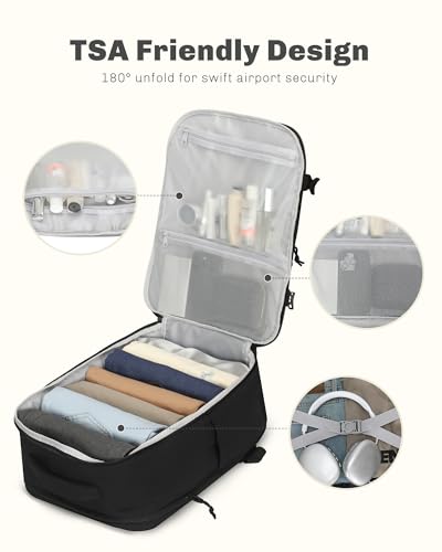 Hynes Eagle Travel Backpack for Women Puffer Flight Approved Carry On Backpack 17 inch Laptop Personal Item Weekender Bag 30L Black4