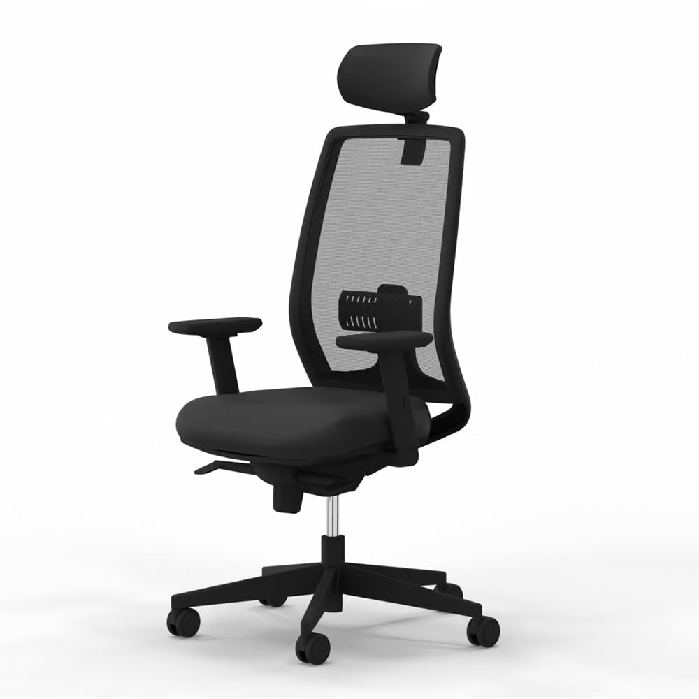 Spacio Delaoliva New Light Carbon Black Silla operativa de Escritorio, Silla Ergonómica Profesional, certificada 120kg, Fabricada 100% en España