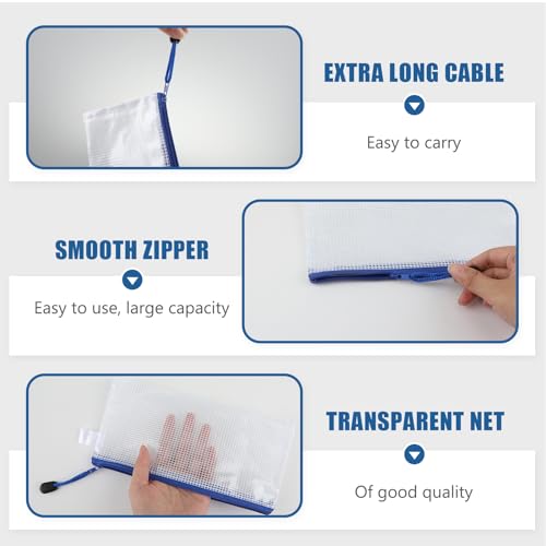 12 Stück Dokumententasche, Hochwertige A6 Zipper Beutel Dokumententaschen - Wasserdichte Reißverschlusstaschen für Dokumente, Quittungen, Schule, Reise - Transparentes Gitterdesign