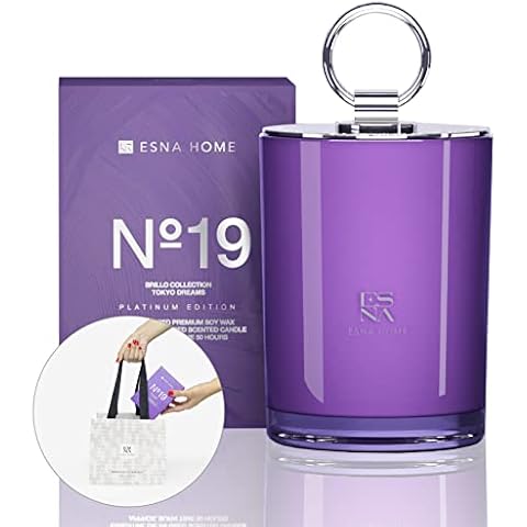 ESNA HOME Exclusive Aromatherapy Scented Candle 8.8oz 50h Natural Vegan Soy Wax Infused Essential Oil with Premium Gift Bags with Fabric Ribbon Handles - Size 7.8 * 6.9 inch Cover