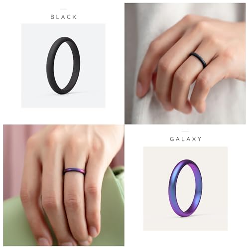 ThunderFit Women's Thin and Stackable - Silicone Rings Wedding Bands - Promise rings 2.5mm Width - 2mm Thick, 5.5 - 6 (16.5mm), Silicone, No Gemstone3
