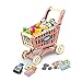RedCrab Kids Shopping Cart Toy Supermarket 54pcs Playset Included Grocery Cart Toy,Credit Card Pretend Fruit Vegetables Shop Accessories for Boy Girl Kid (Pink)