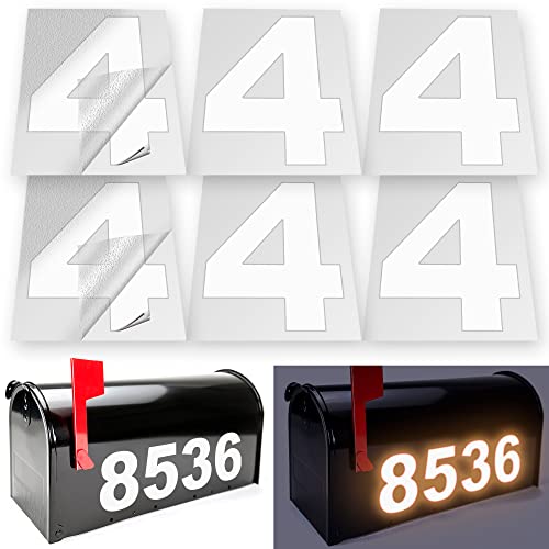 iSYFIX Reflective Vinyl Number 4 (Four) Stickers, 4 Inch, 6 Pack