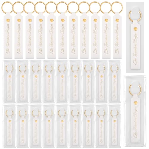 Porte-clés en cuir synthétique en vrac pour cadeaux de mariage avec cartes