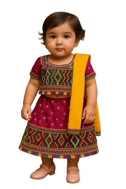 Raunix Janmashtami Radha Dress for Girls Lehenga Choli Traditional Brocade Costume Ethnic Style Dress set