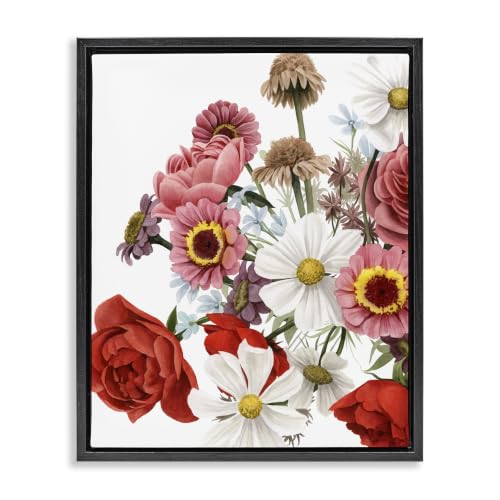 'Pink Red Spring Bloom Flower Bouquet Roses'| Floating Frame Canvas Art