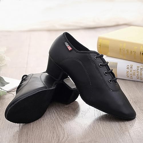 SWDZM Men&Boys Latin Dance Shoes Lace-up Ballroom Practice Dance Shoes4