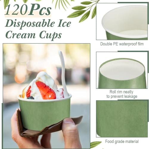 Image of Maxdot 120pcs 6oz Dessert Cups, Disposable Ice Cream Cups, Paper Frozen Yogurt Bowls, for Hot and Cold Foods, Suitable for Gelato or Mousse
