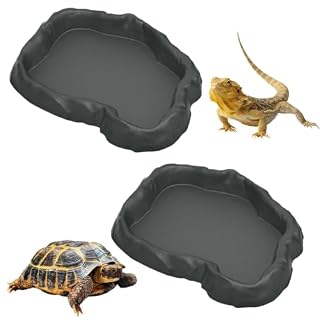 DINGFENG 2 gamelles effet pierre 15,5 x 12 cm pour tortue