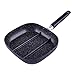 24 cm czarna trzy żywność nieprzywierająca patelnia płaskie dno kwadratowa patelnia do ognia (rozmiar: 24 cm długości x 4,5 cm wysokości)