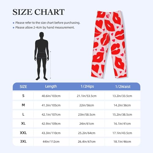 Lips Kiss For Men'S Lightweight Pajama Pants Adjustable Drawstring & Pockets All-Season Sleepwear4