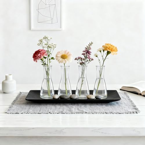 LUOJINYI Kleine Vasen, 12 Stück Glas Vasen Klein Tischdeko für Hochzeitsdeko, Kleine Glasvasen Flower Glasfläschchen für Tischdeko Mittelstücke, Hochzeitsdekorationen