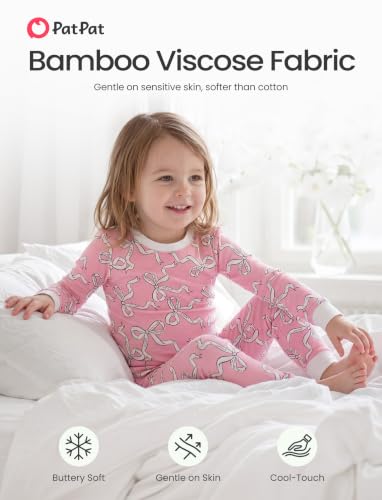 Image of PATPAT Toddler & Kids Pajama Sets with Bamboo Viscose, Snug Fit Pjs for Girls, All-Season Comfort Sleepwear, Ages 2-12 Years
