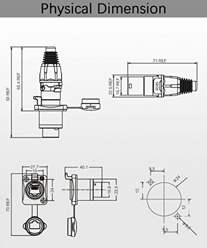 Panel montura RJ45 IP65 impermeable Cat5/5e/6 Ethernet miniatura 4
