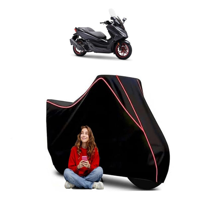 Image of Forza 125 Scooty Bike Cover Water Resistant Outdoor Use Universal Fit Scooters Motorcycles Heavy Duty UV Protection Dust Rain Scratch Resistant Elastic Bottom Black Blue Piping