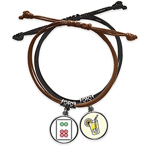 Bracelet mah-jong en cuir ajustable - Gourmette corde et chaîne de main tendance